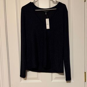 White House Black Market Midnight Glitter Long Sleeve Tee